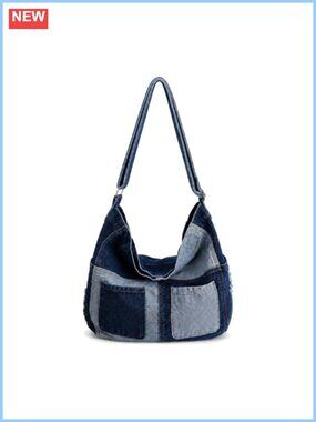 Women Denim Crossbody Bag Multi-Pocket Hobo Satchel Shoulder Purse